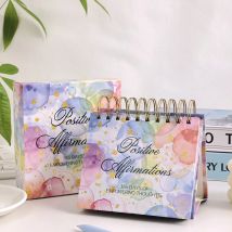 1 pc  Undated Colorful Calendar Standing Flip Coil Desktop Calendar With Inspirational Quotes Color Inner Pages For School Home