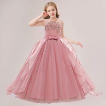 Blume Mädchen Brautjungfer Kleider Für Hochzeit Party Kleid Elegante Kinder Schleppende Weiße Prinzessin Kleid Lange Formale Abend Vestidos