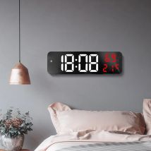 Orologio a grande schermo orologio a LED specchio grande orologio digitale a LED sveglia elettronica domestica grande schermo Plug-in Clock montato a parete