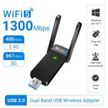 1300 Mbit/s WiFi-USB-Adapter Dual Band 2,4 G + 5 GHz Wi-Fi-Dongle-Empfänger USB3.0 Hochgeschwindigkeits-Wireless-Netzwerkkartentreiber kostenlos