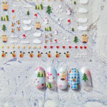 1 Stück 5D dünne und robuste Nagelkunst-Aufkleber, einfache und niedliche Nagelaufkleber, Weihnachts-Hirsch-Serie, Nagelkunst-Dekorationsaufkleber