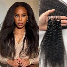 Kinky Straight Crochet Human Hair Extensions Knotless Pre-Separated Crochet Hair Reusable 60g 50strands Natural Black for Women