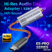 ES9318 Hi-Fi DAC Adapter Type-C – 32bit/384kHz DSD256, ESS Chip, Ultra-Low Noise for Android/PC
