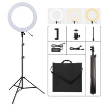 49 cm/19 Zoll LED-Ringlicht 60 W, 3200–5500 K verstellbares Fotografie-Ringlichter-Set mit 2 m Lichtstativ für Studio-Videoaufnahmen