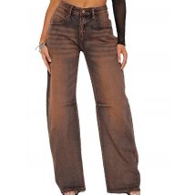 2025 neue Y2K Stil Frauen Braun Stretch Jeans Mode Lose Denim Gerade Hosen Straße Trendy Damen Hosen