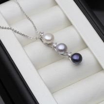 Genuine Fresh water Natural Black Pearl Pendant Woman,Wedding 925 Silver Pearl Pendant Wife Mother Gift White Grey Drop Shipping