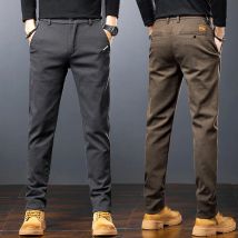 Frühling männer Dünne Casual Hosen Business Gerade Twill Baumwolle Elastische Hosen Marke Mode Koreanische Kleidung Kaffee Schwarz Grau