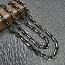 TA1 Klasse 1 7 mm dicke Titan-Halskette für Herren, Unisex, schwarze O-Ring-Kette |   Leichter, langlebiger Körperschmuck als Geschenk