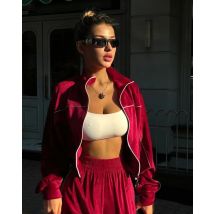 2026 Samt-Trainingsanzug für Damen, 2-teiliges Set, modisches Revers-Sweatshirt, Reißverschlussjacke und Hosenanzug mit weitem Bein, Herbst-Winter, Y2K-Streetwear