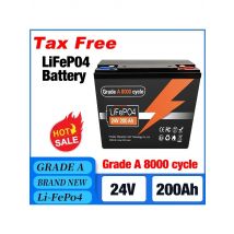 New 24V 100Ah 120Ah 150Ah 200Ah LiFePO4 Battery, Built-in 200A BMS Rechargeable Battery for Inverter Solar RV No Tax🔋