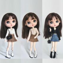 Neue Blyth-Puppenkleidung, modischer Denim-Faltenrock, kurzer Rock, lange Hosen, Tank-Top, Strickmantel für Ob24, 22 Azone Licca