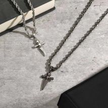 Coole Punk Schwert Kreuz Anhänger Halskette für Männer Edelstahl Twist Kette Halskette Mode Lässig Stil Schmuck