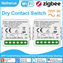 Tuya ZigBee WiFi Modulo Smart Switch Contatto a secco DC 12/24V AC 100-240V Smart Home, Casa Intelligente FAI DA TE Interruttore Relè Funziona con Alexa Google Alice