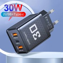 Szybka ładowarka USB typu c 2,4 A 2, telefon komórkowy, wtyczka UE/USA/UK, adapter ścienny, ładowanie, ładowarki podróżne do Samsung Huawei Xiaomi