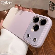 Weiche Handyhülle aus flüssigem Silikon mit Farbverlauf für iPhone 12, 13, 14, 15, 16, 17, Pro Max, Luft-Vollglas-Kameraschutz, stoßfeste Abdeckung