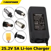 25,2 V 5A Lithium-Batterie-Schnellladegerät für 21,6 V, 22,2 V, 24 V, 6er-Serie, Li-Ionen-Ladegerät, hohe Qualität, mit Lüfter, starke Wärmeableitung