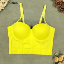 SXTHAENOO Sommer 8 farben Mode Mesh Push-Up Bustier frauen Korsett Einfache Bustier Bh Nachtclub Party Sexy Cropped Top weste