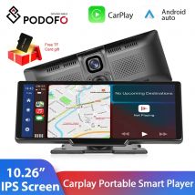 Podofo 10.26 ''Monitor specchio per Auto lettore Video HD Carplay Android Auto DVR cruscotto navigazione GPS telecamera per la retromarcia AI Voice