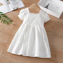 Little Maven 2024 Sommerkleidung für Babys, Mädchen, elegantes weißes Kleid mit Spitzenbesatz, Kinder-Prinzessinnenkleid, schön für Kinder