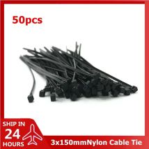 Desktop-Computer-Kabelmanagement, Nylon-Kabelbinder-Set, Kunststoff, selbstsichernd, 50 Stück, 3 x 150 mm, Befestigungsring, PC-Komponenten