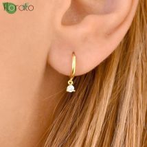 925 silber Ohr Schnalle Geometrie Hoop Ohrringe Runde Kreis Zirkonia Ohrringe für Frauen Minimalistischen Exquisited Schmuck