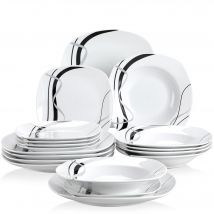 VEWEET fional 18/36 pezzi porcellana ceramica linea nera stoviglie da cucina Set di piatti con piatto da pranzo, Dessert, piatto da minestra