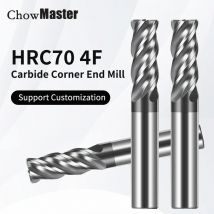 Chowmaster HRC70 A39 Hartmetall-Schaftfräser mit Eckenradius, 4-schneidiger, beschichteter U-Schlitz, Wolframfräser für Edelstahl, Titan