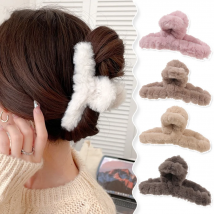 Pelzige Krallen clips große Krabben haar klaue Mädchen Winter Pferdes chwanz halter große Imitation Plüsch Grab Cawl Clips für Frauen Haarschmuck