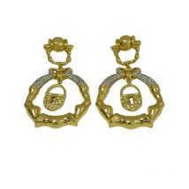 Fashionable Crystal Palace Style Vintage Earrings Necklace Light Luxury Elegant Piercing Senior Sense Ladies Jewelry