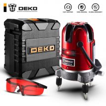 DEKO-Nivel láser LL57/LL58, herramienta de nivelación de 5 líneas y 6 puntos, color rojo, Horizontal y Vertical, nivelado automático, 360 grados, modo interior y exterior