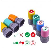 Symbol √ × Hausaufgabenstempel zur Korrektur des Lehrers ist korrekt, verstopfter Haken, Gabel, kleiner Kreisstempel, richtige Markierung, falsch