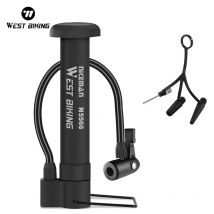 WEST BIKING-bomba de aire Manual para bicicleta de montaña, inflador de neumáticos, válvula Schrader, accesorios de ciclismo, 80 PSI