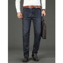 Wthinlee New Business Men's Jeans Casual Straight Stretch Fashion Classic Blue Black Work Denim Pant Trousers Male  Clothing