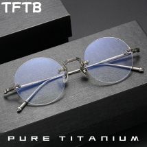 TFTB High-end Reinem Titan Runde Retro Randlose Brille Männer Neue Ultra-licht Mode Optische Brillen Rahmen 143mm