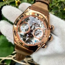 Reef Tiger/RT Air Bubble Stainless Steel Completed Calendar Automatic Watch Mens Tourbillon Waterproof Mechanical Watch RGA703