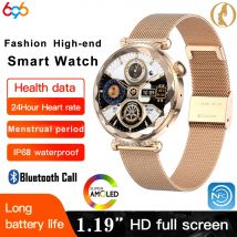 696 Blue Tooth Call Smartwatches AMOLED-Bildschirm Damen Herzfrequenz Sport Fitness Dame Wasserdichte Musik Smartwatch NFC Mode