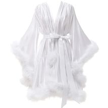 Ostrich Feathers Good Quality in Stock Women Lingerie Fur Robe Luxury Silk Prom Dress Party Gowns Sexy Evening Elegant Dress