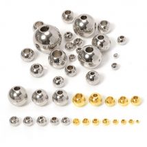 100pcs 3/4/5/6/8/10mm srebrny ze stali nierdzewnej Spacer koraliki luźne piłka z dużym otworem 1.2-5mm dla Charm bransoletki tworzenia biżuterii