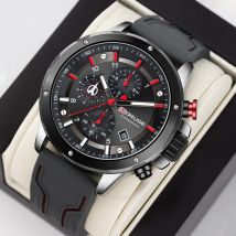 BORUSE Silikon Casual Voll wasserdichte Uhr Herren Datum Analog Quarzuhr Multifunktions-Timer Luxusuhr