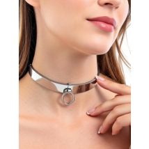 Stainless steel slave collar lockable choker necklace with removable O-ring women fashion jewelry