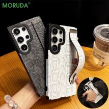 Luxus Armband Magnetische Fall Für Samsung Galaxy S24 S25 Plus S23 S22 Ultra Mode Schlange Haut Muster Drahtlose Lade Abdeckung