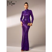 Missord Neues Kirchenkleid, Rundhalsausschnitt, lange Ärmel, Pailletten, Meerjungfrau, Cocktail-Abend, Hochzeit, Geburtstag, Party, formelle Anlässe