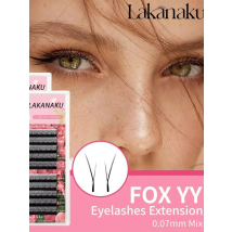 LAKANAKU YY Fox Eyelash Extension Cilios Fox Y Shaped Premade False Lashes Faux Mink Brazilian Eyelashes Elongated your eyes