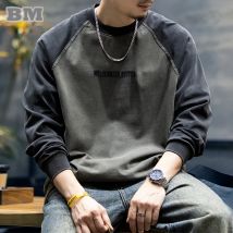 Frühling Herbst Hohe Qualität Baumwolle Langarm T Shirt Männer Plus Größe Patchwork Sweatshirt Koreanische Streetwear Fashion Sport Tops