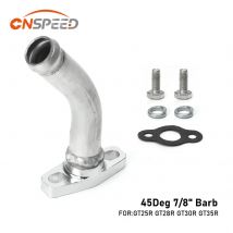 CNSPEED 45 Degree Aluminium Alloy Turbo Oil Drain/Return Pipe Kit For GT25R GT28R GT30R GT35R Flange Ball Bearing Turbocharger