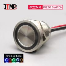 22 mm Flachkopf-Ring-LED-Licht-Piezo-Schalter, Touch-Typ, IP68, Edelstahl-Knopfschalter