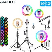 12in 30cm Selfie Ring Light RGB treppiede supporto per telefono fotografia RingLight Circle Fill Light Led Color Lamp Trepied Makeup