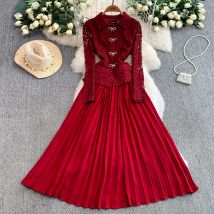 Chic vintage butterfly lace long sleeve dress Elegant Fairy korean fashion sundress autumn women clothing