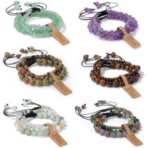 Naturstein geflochtenes Armband 4 6 8 mm Amethyste Fluorit Sodalith Perlen Armbänder für Frauen Männer Freundschaft Yoga Schmuck Geschenk
