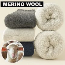 3 Paar Wollsocken für Männer und Frauen, Paare, solide Winterschnee, Weihnachtsgeschenk, Thermo-Kaschmir-Marino, verdicktes Fleece, Frottee-Loop-Socken